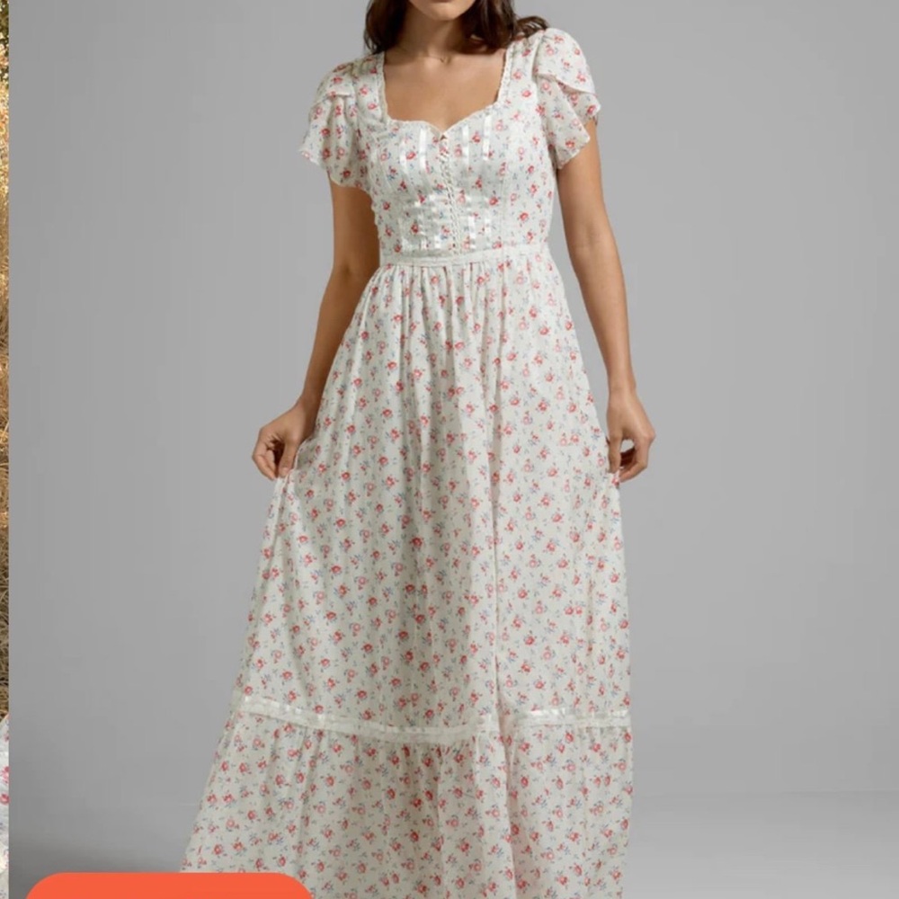 Gunne Sax by ModCloth size 16 White and Red Floral Dress - Picture 10 of 11